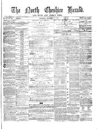 cover page of Hyde & Glossop Weekly News, and North Cheshire Herald published on December 25, 1869