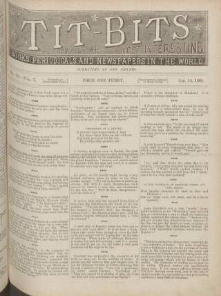 cover page of Tit-bits published on January 14, 1882