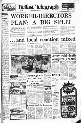 cover page of Belfast Telegraph published on January 26, 1977