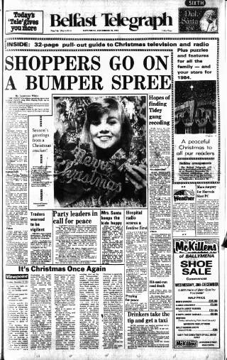 cover page of Belfast Telegraph published on December 24, 1983