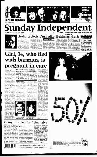 cover page of Sunday Independent (Dublin) published on November 23, 1997