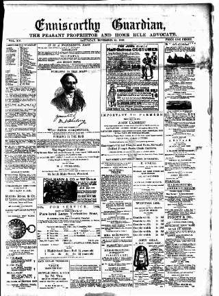 cover page of Enniscorthy Guardian published on November 23, 1895