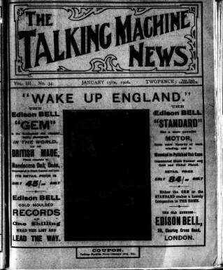 cover page of Talking Machine News published on January 15, 1906