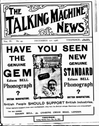 cover page of Talking Machine News published on December 1, 1906