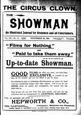 cover page of The Showman published on November 22, 1901