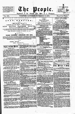 cover page of Wexford People published on November 23, 1872