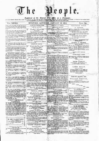 cover page of Wexford People published on January 26, 1884