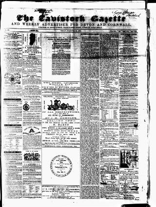 cover page of Tavistock Gazette published on November 23, 1860