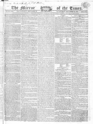 cover page of Mirror of the Times published on December 25, 1819