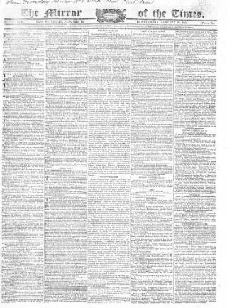 cover page of Mirror of the Times published on January 26, 1822