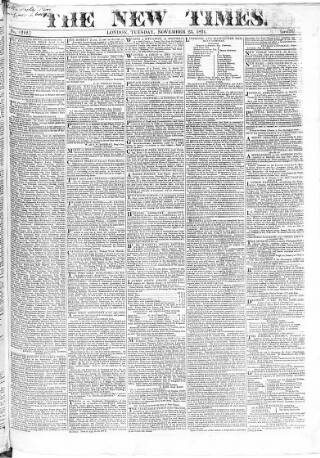 cover page of New Times (London) published on November 23, 1824