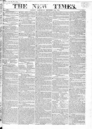 cover page of New Times (London) published on December 25, 1824