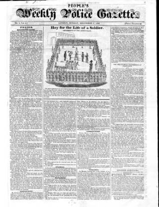 cover page of People's Weekly Police Gazette published on December 27, 1835