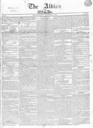 cover page of Albion and the Star published on November 23, 1833