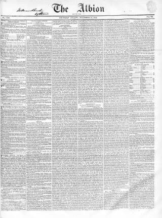 cover page of Albion and the Star published on December 25, 1834