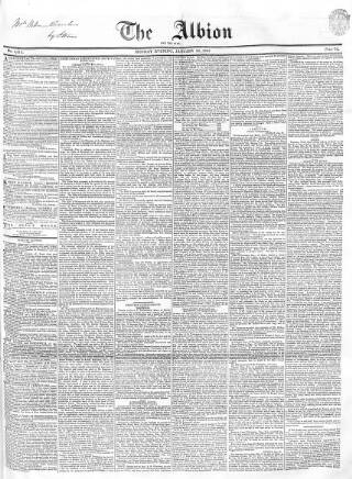 cover page of Albion and the Star published on January 26, 1835