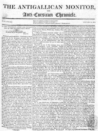 cover page of Anti-Gallican Monitor published on January 26, 1812