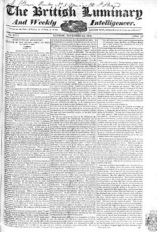 cover page of British Luminary published on November 24, 1822