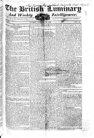 cover page of British Luminary published on January 26, 1823