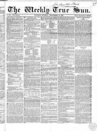 cover page of Weekly True Sun published on December 25, 1836