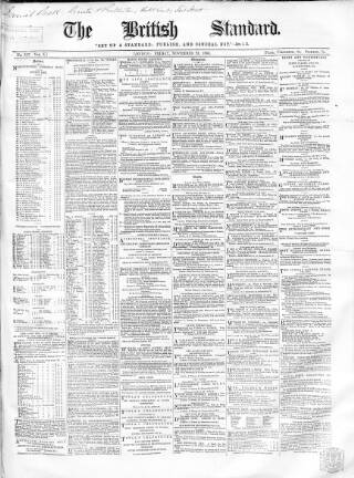 cover page of British Standard published on November 23, 1866