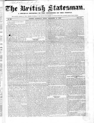 cover page of British Statesman published on December 24, 1842