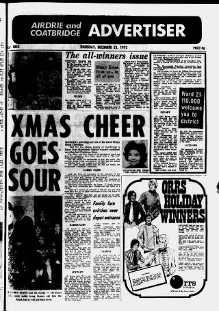 cover page of Airdrie & Coatbridge Advertiser published on December 25, 1975