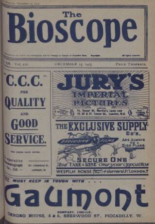 cover page of The Bioscope published on December 25, 1913