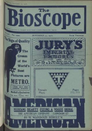 cover page of The Bioscope published on November 23, 1916