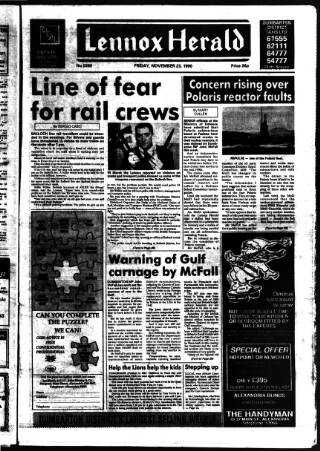 cover page of Lennox Herald published on November 23, 1990