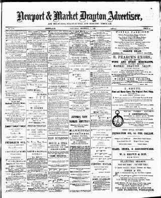 cover page of Newport & Market Drayton Advertiser published on December 7, 1889