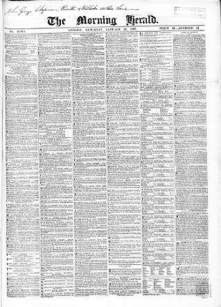 cover page of Morning Herald (London) published on January 26, 1867