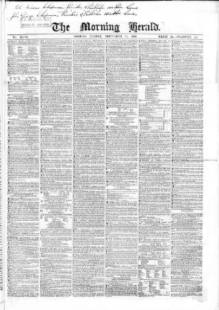 cover page of Morning Herald (London) published on December 25, 1868