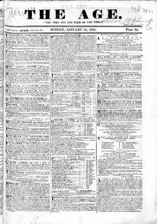 cover page of Age (London) published on January 26, 1834