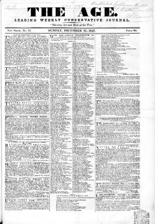 cover page of Age (London) published on December 25, 1842