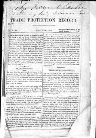 cover page of Trade Protection Record published on January 1, 1850