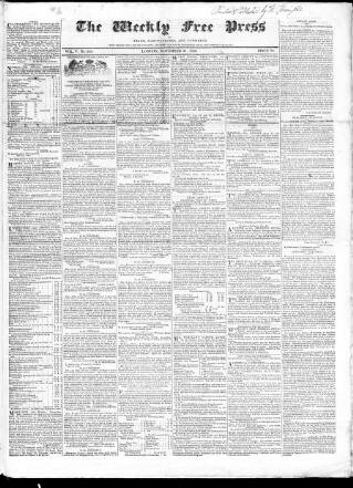 cover page of Trades' Free Press published on November 21, 1829