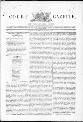 cover page of New Court Gazette published on December 25, 1841