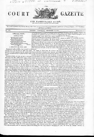 cover page of New Court Gazette published on November 23, 1844