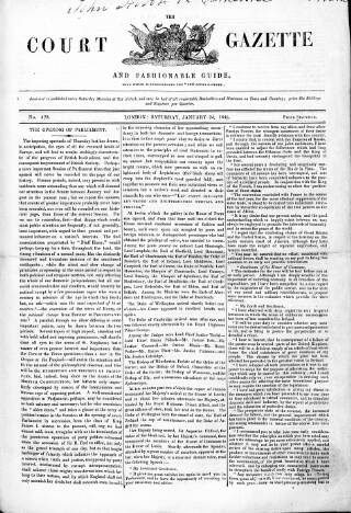 cover page of New Court Gazette published on January 24, 1846