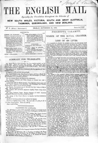 cover page of English Mail published on November 18, 1859