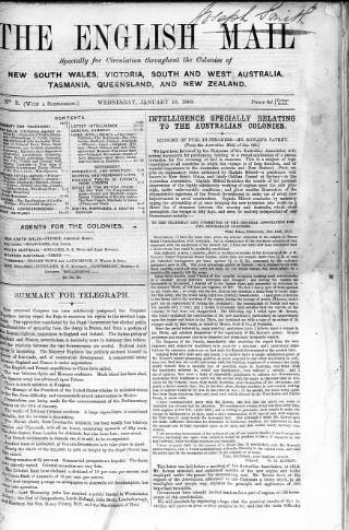 cover page of English Mail published on January 18, 1860