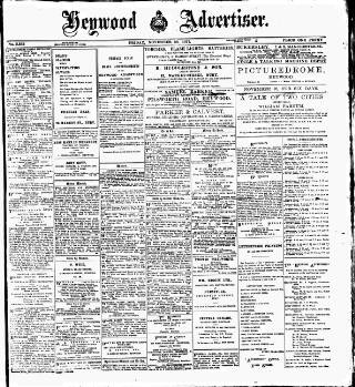 cover page of Heywood Advertiser published on November 23, 1917