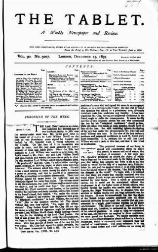 cover page of Tablet published on December 25, 1897