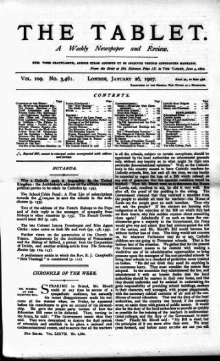 cover page of Tablet published on January 26, 1907