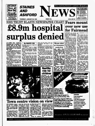 cover page of Staines & Ashford News published on January 26, 1995