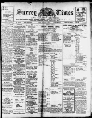 cover page of West Surrey Times published on January 26, 1917