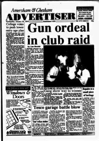 cover page of Amersham Advertiser published on January 26, 1994