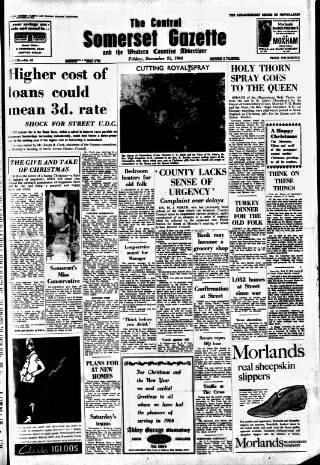 cover page of Central Somerset Gazette published on December 25, 1964