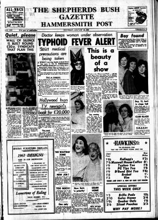 cover page of Hammersmith & Shepherds Bush Gazette published on January 26, 1961